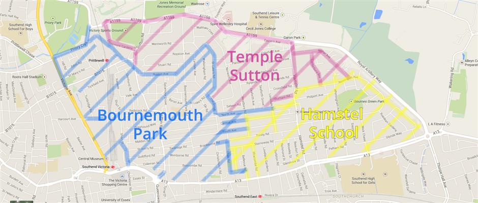 Bournemouth Park Primary School, Hamstel Primary School and Temple Sutton Primary School Catchment Areas